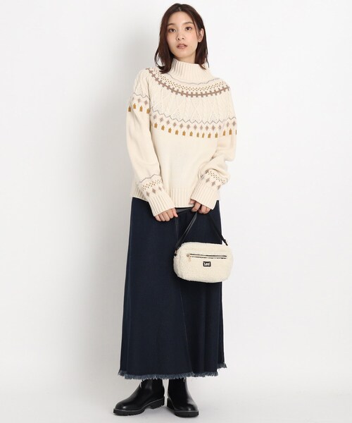 grove(グローブ)の「◆【S-LL】裾フリンジデニムロングスカート(デニムスカート・レディース・ブラック/ネイビー・01/02/04/03)」の3枚目の写真