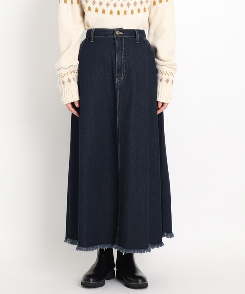 grove(グローブ)の「◆【S-LL】裾フリンジデニムロングスカート(デニムスカート・レディース・ブラック/ネイビー・01/02/04/03)」の4枚目の写真