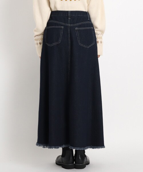 grove(グローブ)の「◆【S-LL】裾フリンジデニムロングスカート(デニムスカート・レディース・ブラック/ネイビー・01/02/04/03)」の6枚目の写真
