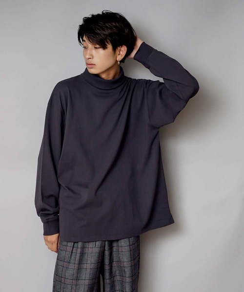 UNIIT(ユニット)の「【UNIIT/ユニット】NanoTecヘビーウェイト 2WAY タートルモックネック ルーズビッグシルエット ロンT(Tシャツ/カットソー・メンズ・ライトベージュ/ライトグレー/チャコールグレー/ネイビー/ライトグリーン・LARGE/MEDIUM/SMALL)」の1枚目の写真