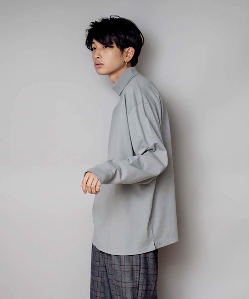 UNIIT(ユニット)の「【UNIIT/ユニット】NanoTecヘビーウェイト 2WAY タートルモックネック ルーズビッグシルエット ロンT(Tシャツ/カットソー・メンズ・ライトベージュ/ライトグレー/チャコールグレー/ネイビー/ライトグリーン・LARGE/MEDIUM/SMALL)」の4枚目の写真