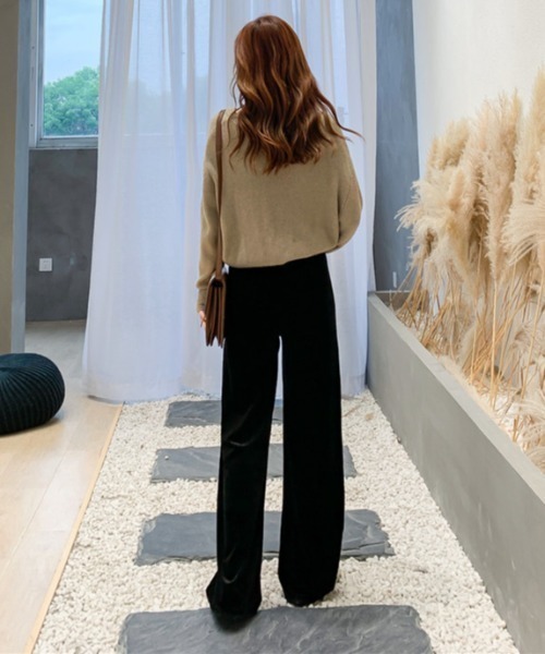 Opinion korean town（オピニオン コリアン タウン）の「【マタニティ】ベロア調ワイドパンツ（その他パンツ・レディース・ブラック/グレー・L/XL/M）」の5枚目の写真