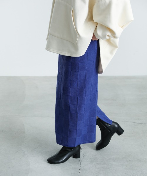 select MOCA(セレクトモカ)の「2021 AW ブロックチェックタイトニットスカート(スカート・レディース・オリーブ/ブルー/ブラック・FREE)」の9枚目の写真