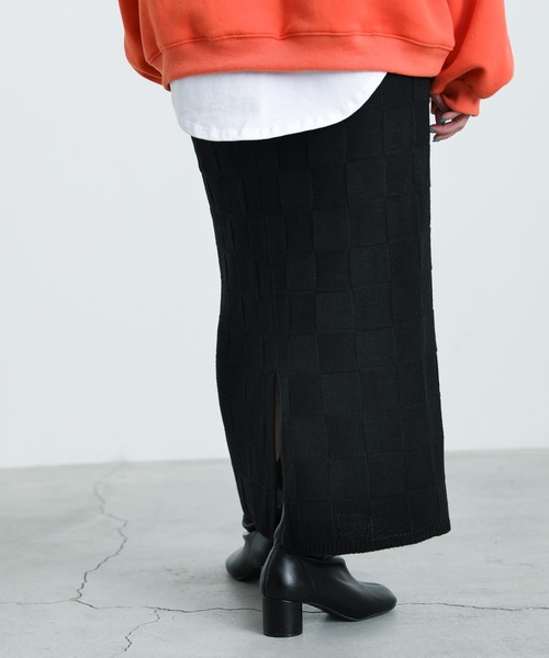 select MOCA(セレクトモカ)の「2021 AW ブロックチェックタイトニットスカート(スカート・レディース・オリーブ/ブルー/ブラック・FREE)」の19枚目の写真