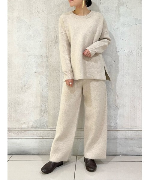 BEARDSLEY（ビアズリー）の「ラクーンダブルフェイスプルオーバーとセットアップで着られる ダブルフェイスパンツ（その他パンツ・レディース・グレー/アイボリー・FREE）」の2枚目の写真