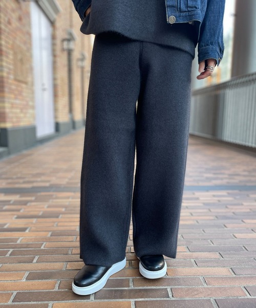 BEARDSLEY（ビアズリー）の「ラクーンダブルフェイスプルオーバーとセットアップで着られる ダブルフェイスパンツ（その他パンツ・レディース・グレー/アイボリー・FREE）」の11枚目の写真