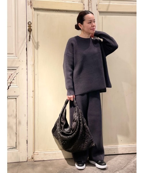 BEARDSLEY（ビアズリー）の「ラクーンダブルフェイスプルオーバーとセットアップで着られる ダブルフェイスパンツ（その他パンツ・レディース・グレー/アイボリー・FREE）」の12枚目の写真