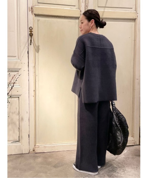 BEARDSLEY（ビアズリー）の「ラクーンダブルフェイスプルオーバーとセットアップで着られる ダブルフェイスパンツ（その他パンツ・レディース・グレー/アイボリー・FREE）」の13枚目の写真