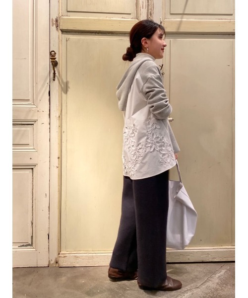 BEARDSLEY（ビアズリー）の「ラクーンダブルフェイスプルオーバーとセットアップで着られる ダブルフェイスパンツ（その他パンツ・レディース・グレー/アイボリー・FREE）」の17枚目の写真