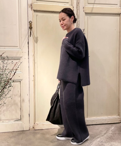 BEARDSLEY（ビアズリー）の「ラクーンダブルフェイスプルオーバーとセットアップで着られる ダブルフェイスパンツ（その他パンツ・レディース・グレー/アイボリー・FREE）」の20枚目の写真