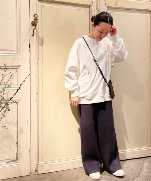 BEARDSLEY（ビアズリー）の「ラクーンダブルフェイスプルオーバーとセットアップで着られる ダブルフェイスパンツ（その他パンツ・レディース・グレー/アイボリー・FREE）」の22枚目の写真
