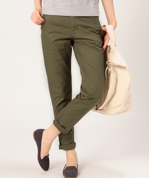coen（コーエン）の「チノテーパードパンツ（チノパンツ・レディース・オフホワイト/ベージュ/オリーブ・MEDIUM/SMALL/LARGE）」の3枚目の写真