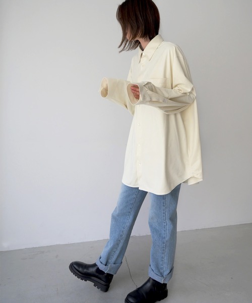 CANAL JEAN（キャナルジーン）の「RED CHOP WORKS　スウェードタッチオーバーシャツ（シャツ/ブラウス・レディース・イエロー/ブルー/クリーム・38）」の8枚目の写真