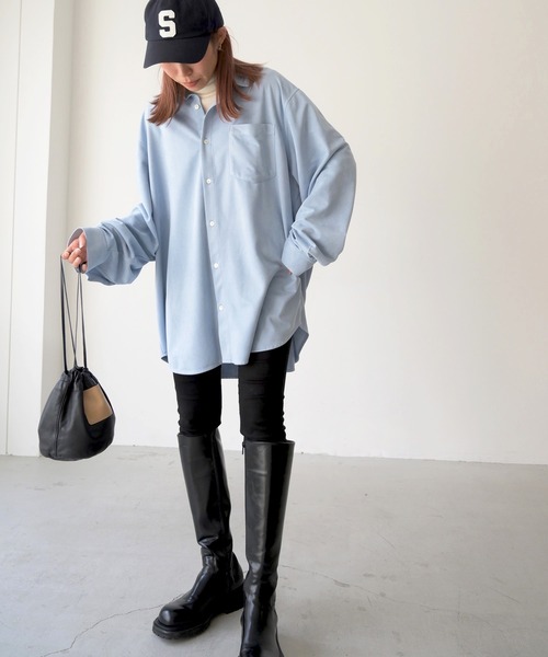 CANAL JEAN（キャナルジーン）の「RED CHOP WORKS　スウェードタッチオーバーシャツ（シャツ/ブラウス・レディース・イエロー/ブルー/クリーム・38）」の13枚目の写真