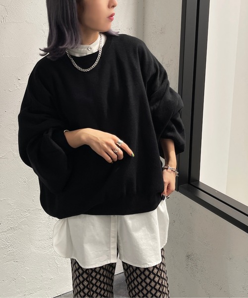 apres jour mignon(アプレジュールミニョン)の「だぼ袖クルーネックニット【ZOZOTOWN限定アイテム】(ニット/セーター・レディース・ライトベージュ/マスタード/オレンジ/チャコールグレー/ブラック・フリー/X-LARGE)」の7枚目の写真