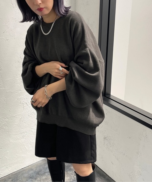 apres jour mignon(アプレジュールミニョン)の「だぼ袖クルーネックニット【ZOZOTOWN限定アイテム】(ニット/セーター・レディース・ライトベージュ/マスタード/オレンジ/チャコールグレー/ブラック・フリー/X-LARGE)」の14枚目の写真