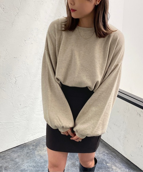 apres jour mignon(アプレジュールミニョン)の「だぼ袖クルーネックニット【ZOZOTOWN限定アイテム】(ニット/セーター・レディース・ライトベージュ/マスタード/オレンジ/チャコールグレー/ブラック・フリー/X-LARGE)」の20枚目の写真
