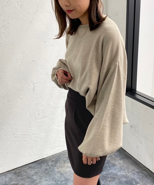 apres jour mignon(アプレジュールミニョン)の「だぼ袖クルーネックニット【ZOZOTOWN限定アイテム】(ニット/セーター・レディース・ライトベージュ/マスタード/オレンジ/チャコールグレー/ブラック・フリー/X-LARGE)」の22枚目の写真