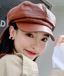 DAY CLOSET | レディース ツヤメクフェイクレザーキャスケット帽(キャスケット)