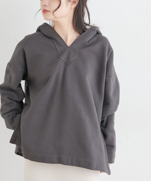 PUAL CE CIN（ピュアルセシン）の「裏起毛メキシカン風パーカー（スウェット・レディース・チャコールグレー/ベージュ/グレイッシュベージュ・FREE）」の2枚目の写真