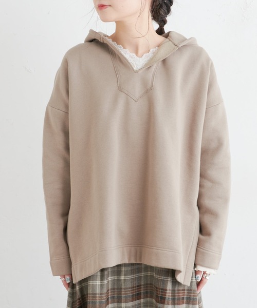 PUAL CE CIN（ピュアルセシン）の「裏起毛メキシカン風パーカー（スウェット・レディース・チャコールグレー/ベージュ/グレイッシュベージュ・FREE）」の17枚目の写真