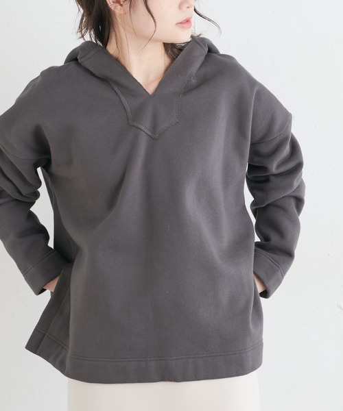 PUAL CE CIN（ピュアルセシン）の「裏起毛メキシカン風パーカー（スウェット・レディース・チャコールグレー/ベージュ/グレイッシュベージュ・FREE）」の11枚目の写真