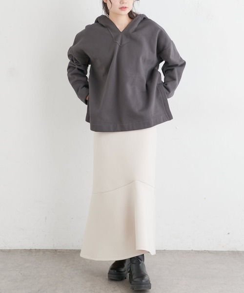 PUAL CE CIN（ピュアルセシン）の「裏起毛メキシカン風パーカー（スウェット・レディース・チャコールグレー/ベージュ/グレイッシュベージュ・FREE）」の12枚目の写真