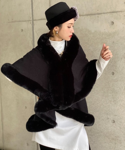 deux amour（ドゥーザムール）の「フリルポンチョ（ポンチョ・レディース・ブラック/ベージュ/モカ・FREE）」の9枚目の写真