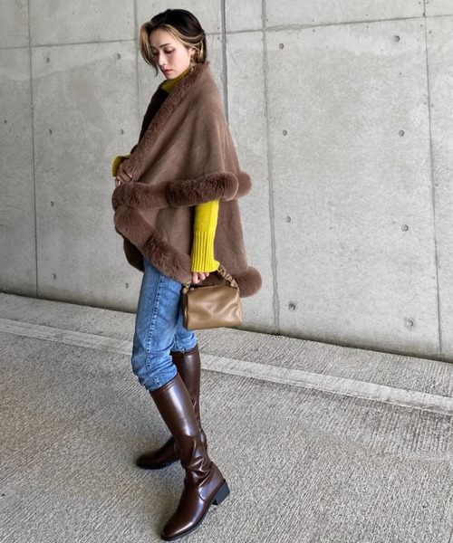 deux amour（ドゥーザムール）の「フリルポンチョ（ポンチョ・レディース・ブラック/ベージュ/モカ・FREE）」の5枚目の写真