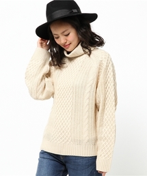 ROSE BUD | S-LK-14218 CABLE KNIT TURTLE/N P/O(ニット/セーター)