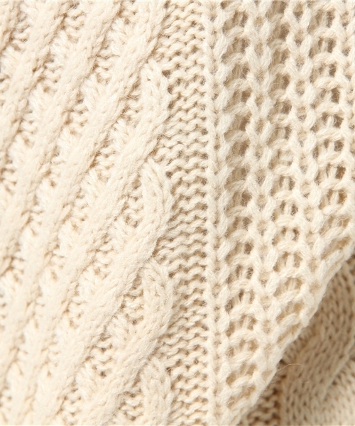 ROSE BUD（ローズバッド）の「S-LK-14218 CABLE KNIT TURTLE/N P/O（ニット/セーター・レディース・アイボリー/ネイビー・ONE SIZE）」の9枚目の写真