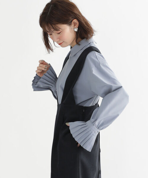 BEAMS HEART(ビームスハート)の「BEAMS HEART / 袖プリーツ 後ろ釦 シャツ(シャツ/ブラウス・レディース・ブルー系その他/チャコールグレー/ホワイト系その他5・FREE)」の10枚目の写真
