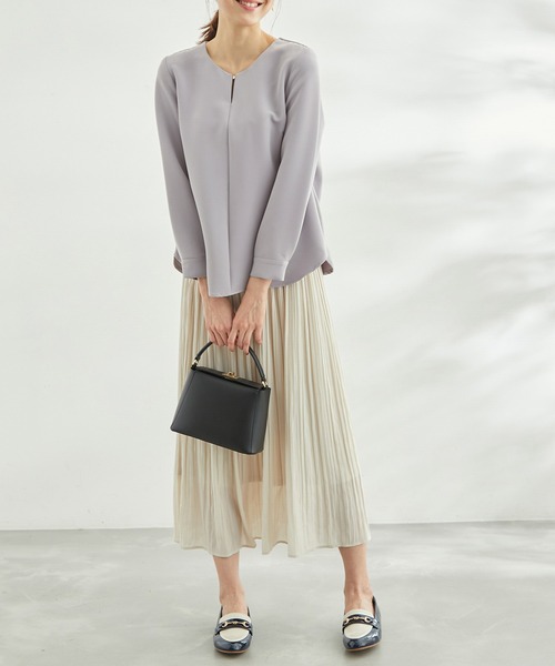 ROPE' PICNIC（ロペピクニック）の「【360°ウルトラストレッチ】セットアップ対応/フロントホックブラウス（シャツ/ブラウス・レディース・ホワイト/ブラック/ネイビー/イエロー系その他3/ライトグリーン/ブルー・40/38）」の10枚目の写真