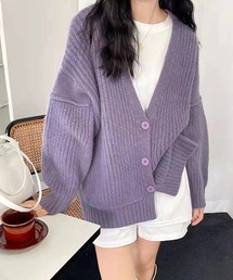 ※※【 9color 】ぽわん袖リブニットカラーカーディガン
