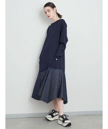 ELENDEEK | マテリアルミックスフレアヘムワンピース(ワンピース)