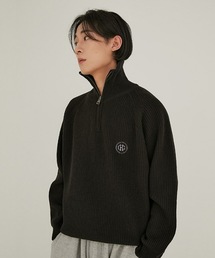 crump | 【crump 】ロゴ刺繍 ジップアップカラーニット / LOGO EMBROIDERY ZIP-UP COLLAR KNIT(ニット/セーター)