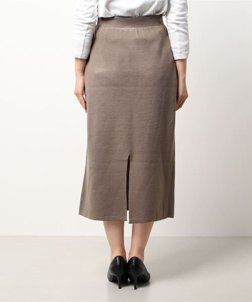 Samansa Mos2 blue（サマンサモスモスブルー）の「ミラノリブAラインスカート（スカート・レディース・モカ/ライトベージュ/チャコール・ﾌﾘ-）」の4枚目の写真