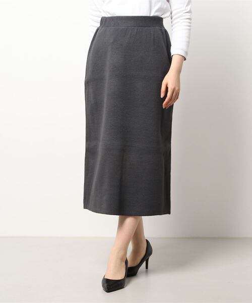 Samansa Mos2 blue（サマンサモスモスブルー）の「ミラノリブAラインスカート（スカート・レディース・モカ/ライトベージュ/チャコール・ﾌﾘ-）」の7枚目の写真