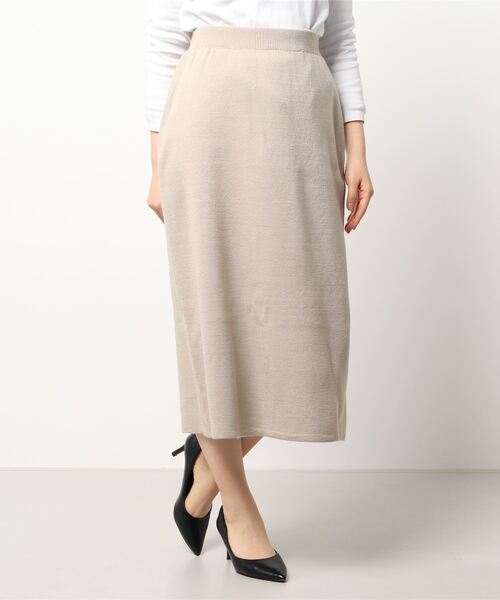 Samansa Mos2 blue（サマンサモスモスブルー）の「ミラノリブAラインスカート（スカート・レディース・モカ/ライトベージュ/チャコール・ﾌﾘ-）」の6枚目の写真