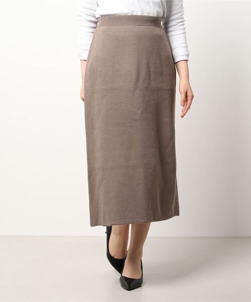 Samansa Mos2 blue（サマンサモスモスブルー）の「ミラノリブAラインスカート（スカート・レディース・モカ/ライトベージュ/チャコール・ﾌﾘ-）」の8枚目の写真
