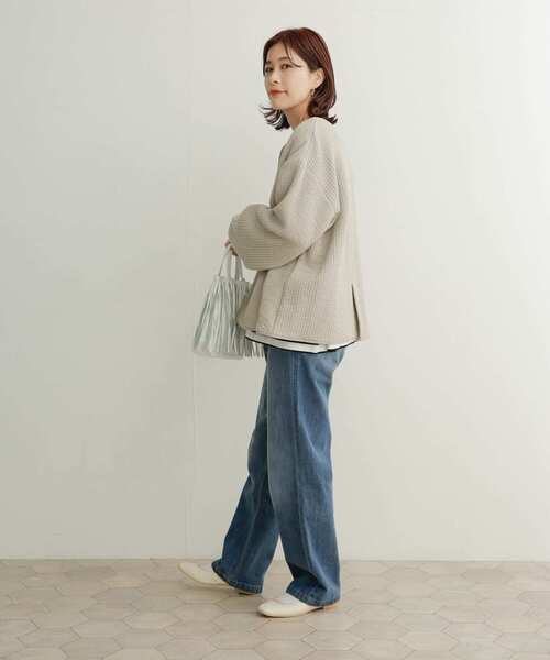 URBAN RESEARCH DOORS（アーバンリサーチドアーズ）の「キルトノーカラージャケット（ノーカラージャケット・レディース・グレー系その他/アイボリー・1）」の3枚目の写真