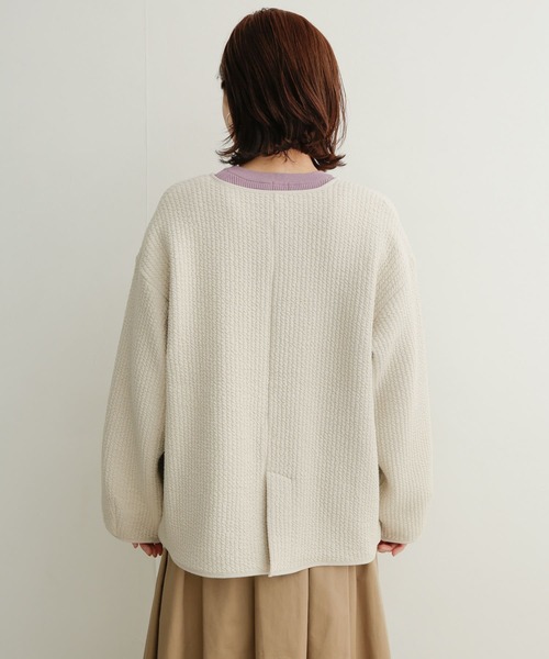 URBAN RESEARCH DOORS（アーバンリサーチドアーズ）の「キルトノーカラージャケット（ノーカラージャケット・レディース・グレー系その他/アイボリー・1）」の6枚目の写真