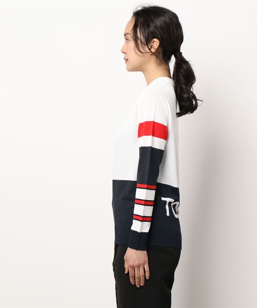 TOMMY HILFIGER GOLF（トミー ヒルフィガー ゴルフ）の「[トミーヒルフィガーゴルフ] レディース カラーブロック クルーネックセーター　 （ニット/セーター・レディース・ホワイト/ネイビー/ピンク・LL/S/M/L）」の5枚目の写真