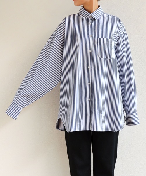 andme（アンドミー）の「長袖カラーストライプシャツ（シャツ/ブラウス・レディース・ホワイト×グリーン/ホワイト×ブルー/ホワイト×イエロー/ホワイト×ピンク/ホワイト×パープル/オレンジ系その他・M/L）」の15枚目の写真