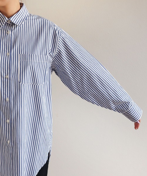 andme（アンドミー）の「長袖カラーストライプシャツ（シャツ/ブラウス・レディース・ホワイト×グリーン/ホワイト×ブルー/ホワイト×イエロー/ホワイト×ピンク/ホワイト×パープル/オレンジ系その他・M/L）」の16枚目の写真