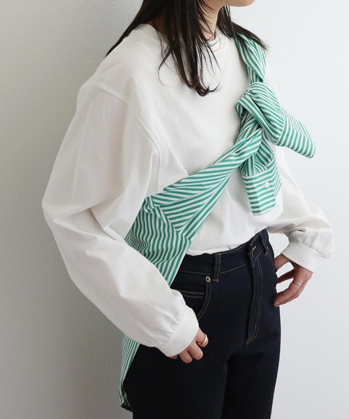 andme（アンドミー）の「長袖カラーストライプシャツ（シャツ/ブラウス・レディース・ホワイト×グリーン/ホワイト×ブルー/ホワイト×イエロー/ホワイト×ピンク/ホワイト×パープル/オレンジ系その他・M/L）」の19枚目の写真