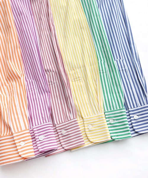 andme（アンドミー）の「長袖カラーストライプシャツ（シャツ/ブラウス・レディース・ホワイト×グリーン/ホワイト×ブルー/ホワイト×イエロー/ホワイト×ピンク/ホワイト×パープル/オレンジ系その他・M/L）」の9枚目の写真