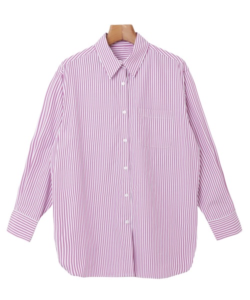 andme（アンドミー）の「長袖カラーストライプシャツ（シャツ/ブラウス・レディース・ホワイト×グリーン/ホワイト×ブルー/ホワイト×イエロー/ホワイト×ピンク/ホワイト×パープル/オレンジ系その他・M/L）」の8枚目の写真