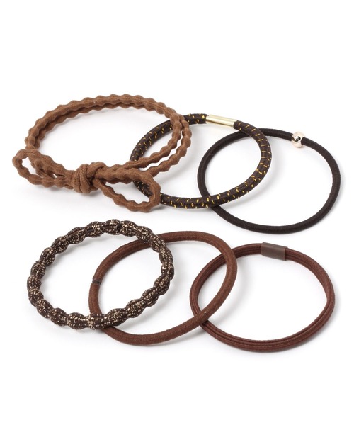 studio CLIP（スタディオクリップ）の「6SETラメイリアソートポニー（ヘアゴム・レディース・ブラウン/ベージュ/カーキ/ブルー・FREE）」の2枚目の写真