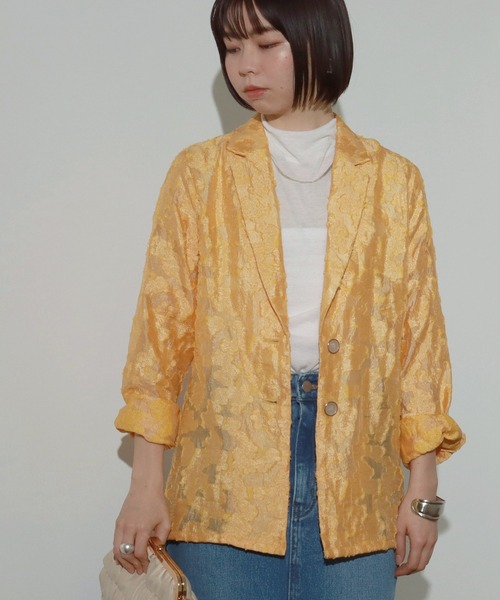 AULI（アウリィ）の「【低身長向けサイズ】シアージャケット（テーラードジャケット・レディース・アイボリー/ブラック/イエロー・S/XS）」の3枚目の写真